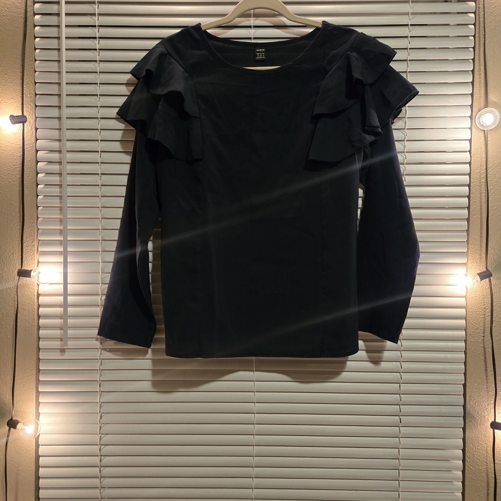 Elegant Black Ruffle Sleeve Top